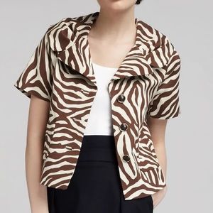 Kate Spade Silk Blend Zebra Print Cropped Jacket. Size 2